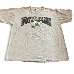 Vintage Notre Dame Fighting Irish Shirt Mens L Gray Made in USA Starter